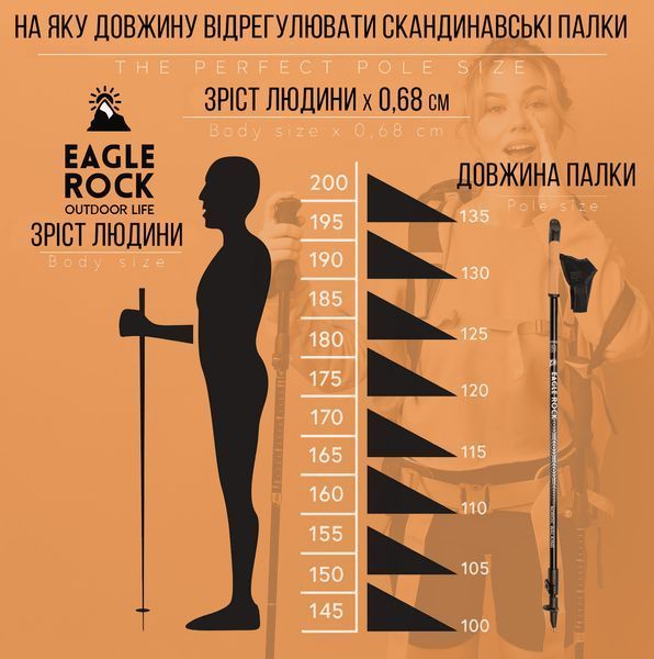 Палиці для Скандинавської ходьби EagleRock Нордичні палиці з Темляком (колір червоний) скандинавські палки SK40017red фото