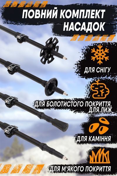 Трекінгові палиці Eagle Rock (чорні) Туристичні палиці для ходьби хайкінгу трекінгу телескопічні TREK0310black фото